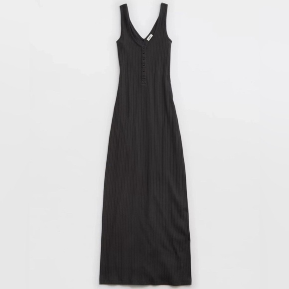 NWT Aerie Double V Henley Bodycon Maxi Dress Smoked Gray Size XS NWT Aerie Double V Henley Bodycon Maxi Dress Smoked Gray Size XS